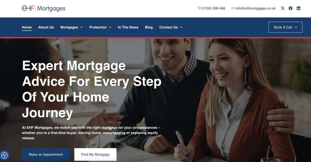EHF Mortgages home page