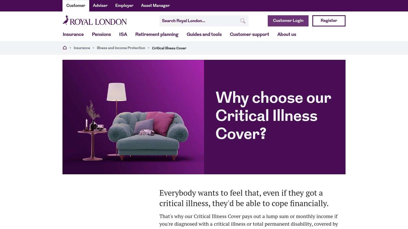 Royal London — Critical Illness Cover (Menu Plan)
